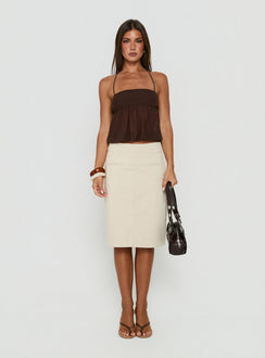 Jesemia Halter Blouson Top Brown