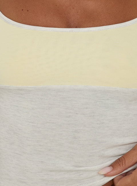 Karinna Scoop Splice Vest Top Yellow / Grey Marle