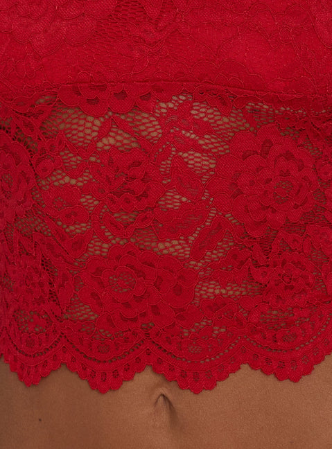 Gianna Neckholder-Top aus Spitze, Rot
