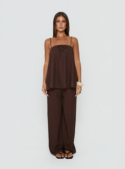 Amibella Boxy Cami Top Braun / Cremefarben gestreift