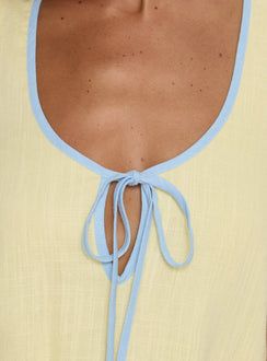 All My Loving Contrast Babydoll Mini Dress Lemon / Blue