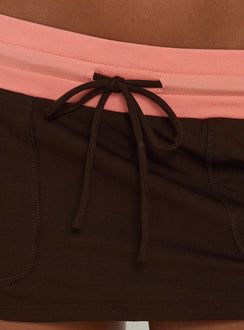 Livia Micro Rib Mini Skort Braown / Coral