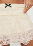 Feel The Heat Lace Mini Skirt Cream Princess Polly  Mini 