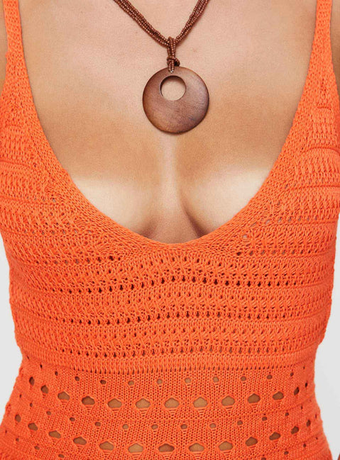 product Princess Polly Lysandre Crochet Maxi Dress Orange Plunger 