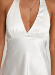 Pelagia Halter Scarf Tie Mini Dress White