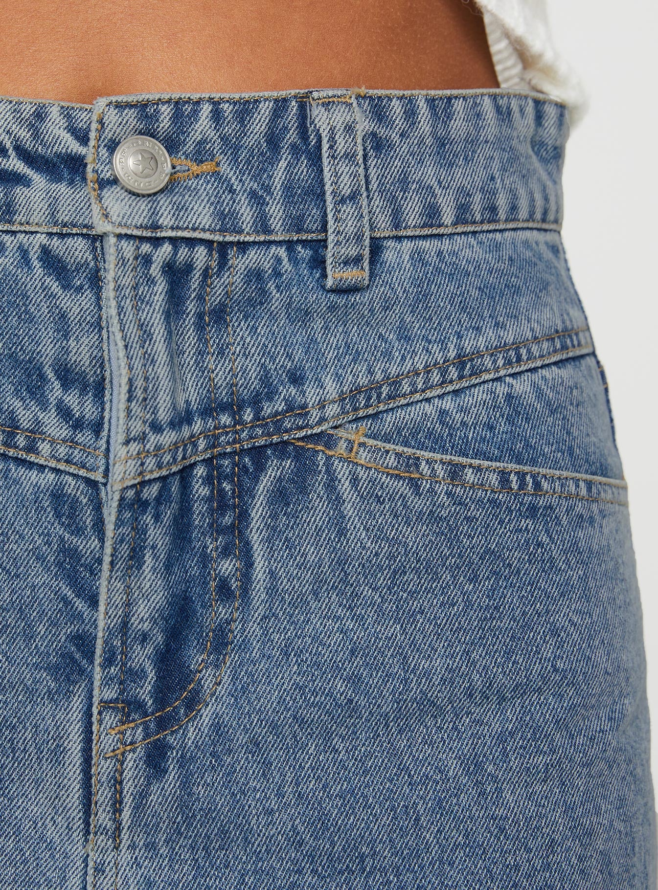 product Princess Polly Deneuve Denim Maxi Skirt Mid Wash Maxi 