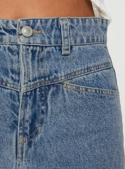 product Princess Polly Deneuve Denim Maxi Skirt Mid Wash Maxi 