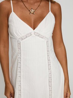 back view of model wearing Princess Polly Waterlily Mini Dress White Plunger 