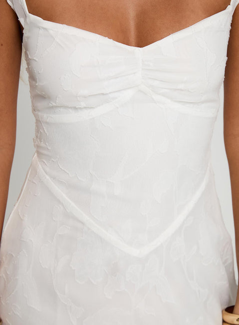 product Princess Polly Past And Present Burnout Tie Back Mini Dress White Sweetheart Neckline 