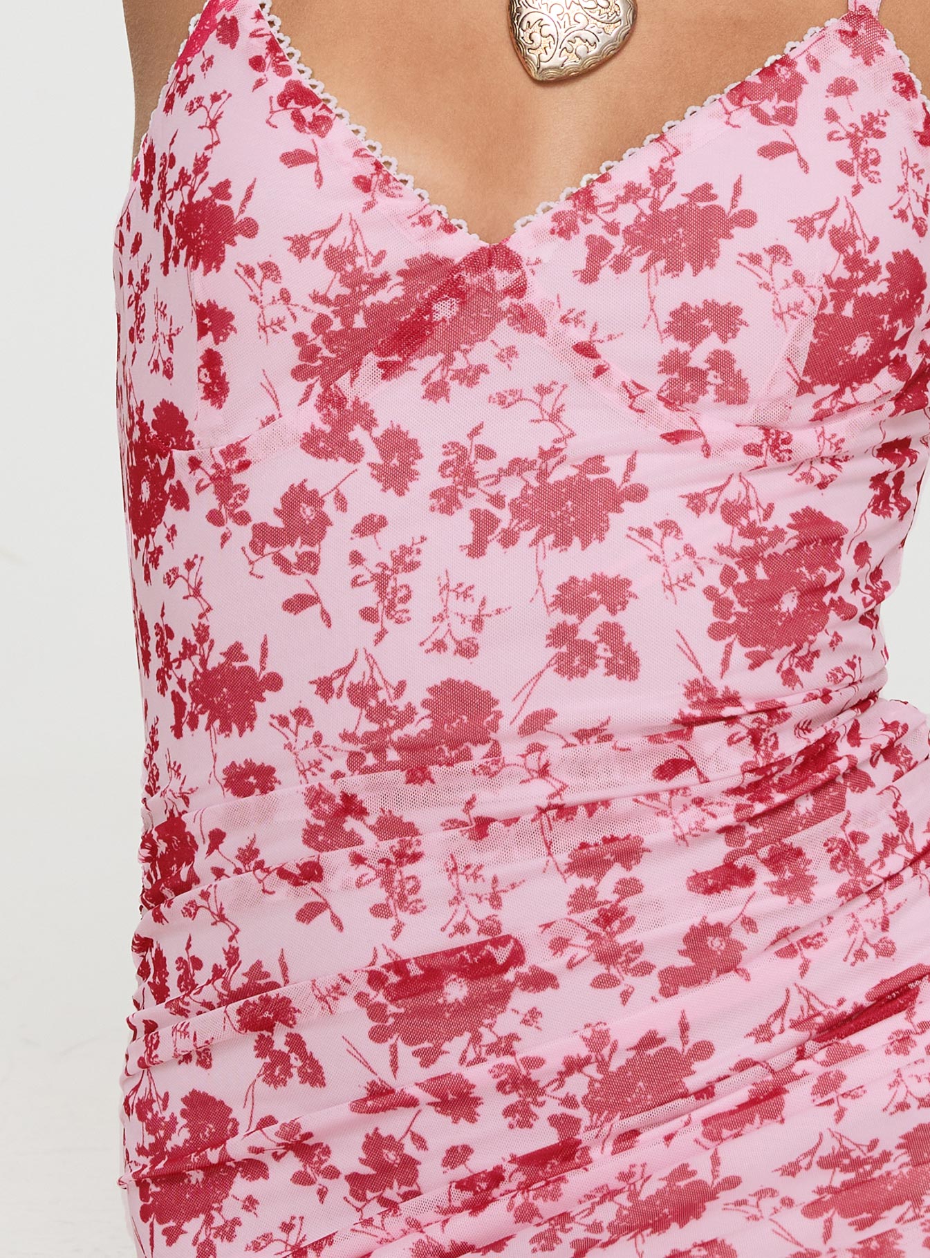 product Princess Polly Cotter Maxi Dress Pink / Floral Sweetheart Neckline 