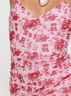 product Princess Polly Cotter Maxi Dress Pink / Floral Sweetheart Neckline 