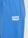 product Princess Polly Princess Polly Wide Leg Track Pant Bubble Text Blue High Waisted Pants 