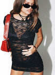 product Princess Polly High Neck  Beguile Lace Mini Dress Onyx