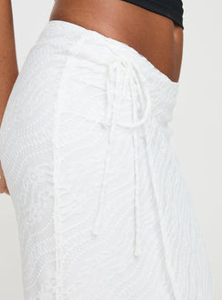 back view of model wearing Princess Polly Ring Her Up Lace Wrap Maxi Skirt White Maxi 
