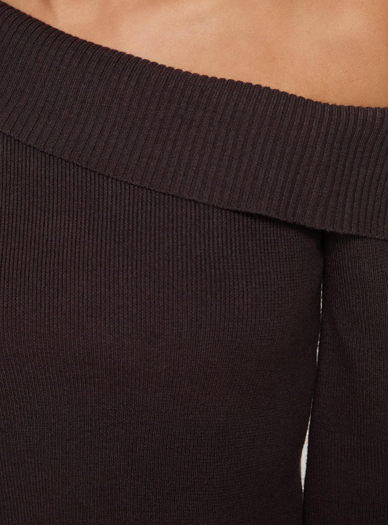 product Princess Polly Sina Off The Shoulder Top Chocolate Full Sleeves Asymmetric Neckline 