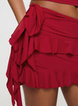 Rendezvous Mini Skirt Crimson Princess Polly  Mini Skirts 