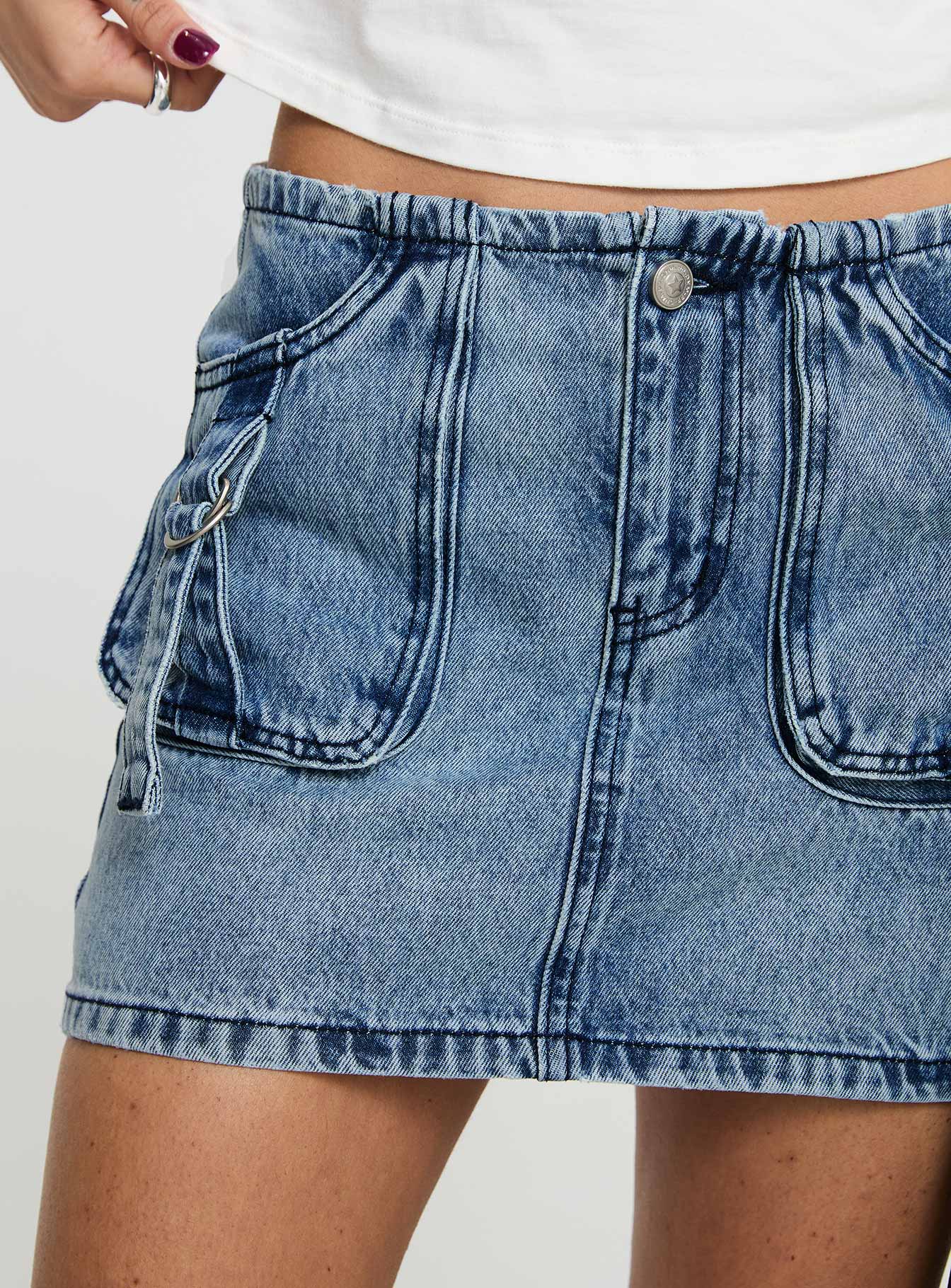 product Princess Polly Take Time Denim Mini Skirt Mid Wash Mini Skirts 
