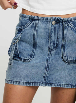 product Princess Polly Take Time Denim Mini Skirt Mid Wash Mini Skirts 