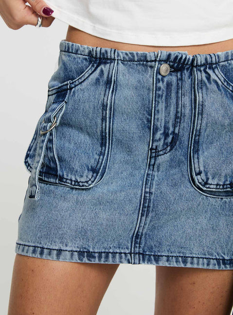 product Princess Polly Take Time Denim Mini Skirt Mid Wash Mini Skirts 
