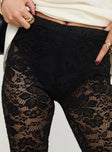 Lace capris with thin elasticated waistband Good stretch, unlined, sheer Princess Polly Lower Impact