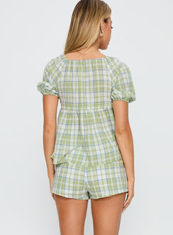 Cerelia Tie Up Set Green Check