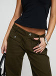 back view of model wearing Princess Polly Benicale Low Rise Cargo Pants Olive 