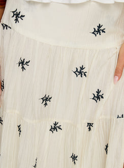 product Princess Polly Cinnamon Embroidered Maxi Skirt Cream / Navy Maxi 