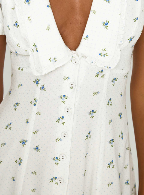 product Princess Polly Fabiola Collared Mini Dress Floral Plunger 