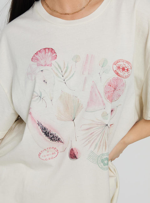 Hawaii Locale Oversized Graphic Tee Marshmellow