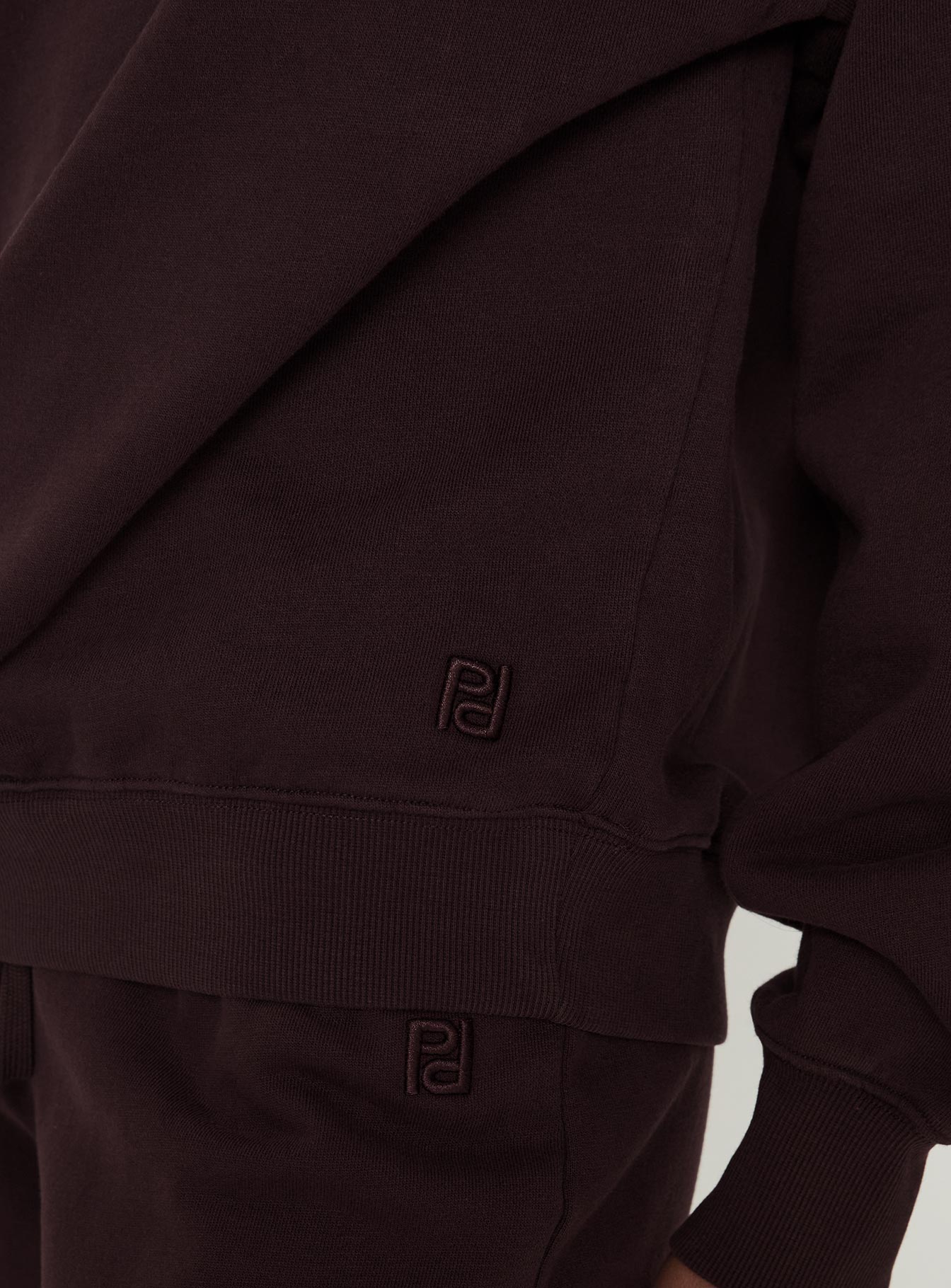 side view of model wearing Princess Polly Wellness Off The Shoulder Jumper Brown Longline Jumpers 