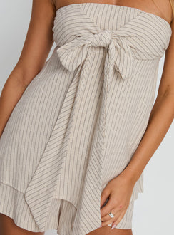 Jetsetter Strapless Playsuit Beige Stripe
