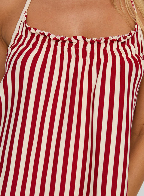 product Princess Polly Full Of Flash Top Red Stripe Sleeveless Square Neck 
