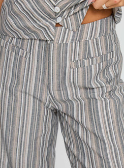 back view of model wearing Princess Polly Lunelle Pants Multi Stripe High Waisted Pants 