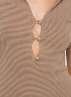 product Princess Polly Theola Mini Dress Brown V-Neck 