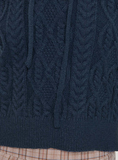 product Princess Polly Jorvik Cropped Cable Knit Hoodie Navy Cropped 