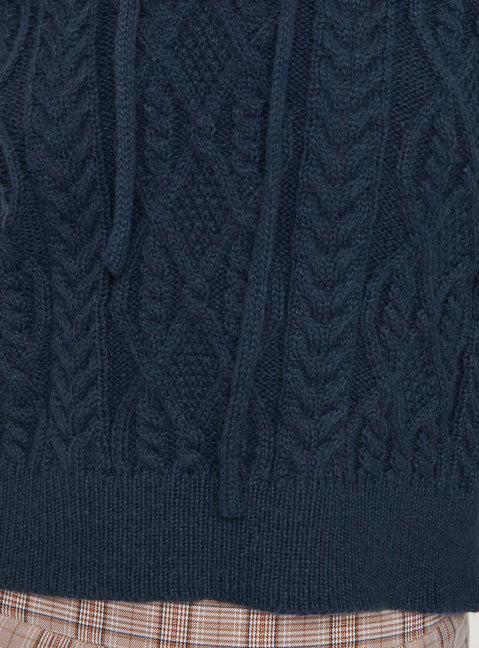 product Princess Polly Jorvik Cropped Cable Knit Hoodie Navy Cropped 