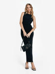 Princess Polly Boat Neck  Swansen High Neckline Maxi Dress Black