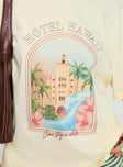 product Princess Polly Hotel Hawaii Oversized Tee Yellow Half Sleeves Crew Neck 