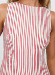 Alfalfa Shift Mini Dress Red Stripe