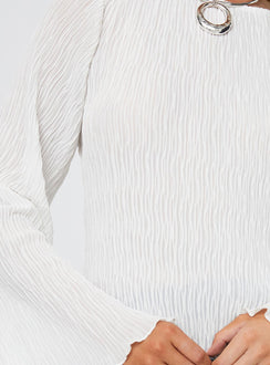 product Princess Polly Mosaic Long Sleeve Sheer Top White Full Sleeves Boat Neck 