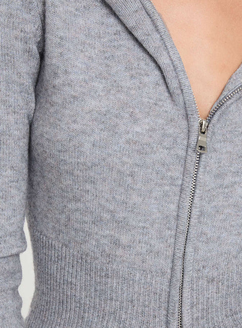 product Princess Polly Elingford Zip Up Hooded Sweater Lilac Marle Long 