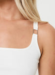 back view of model wearing Princess Polly Trender Top White Sleeveless Square Neck 