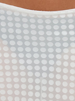 Evangela Sheer Midi Skirt White Polka Dot