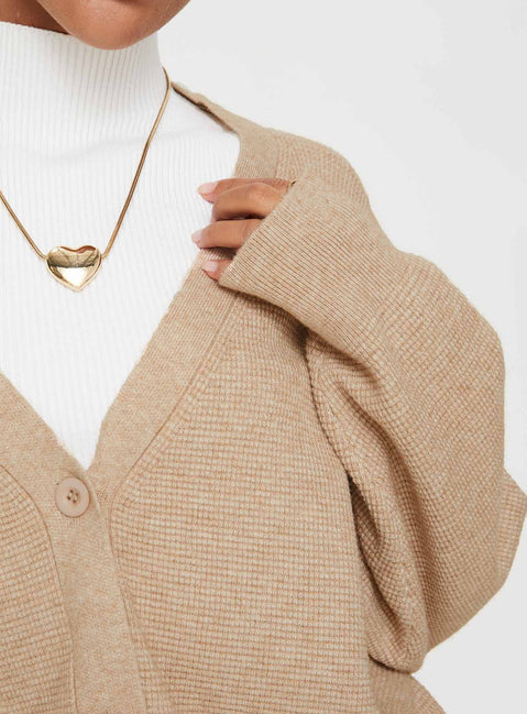 Theo Cardigan Beige Princess Polly  Cropped 