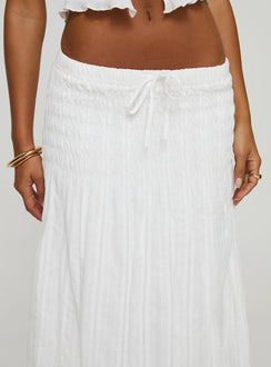   front view of model wearing Princess Polly Carana Maxi Skirt White Maxi 