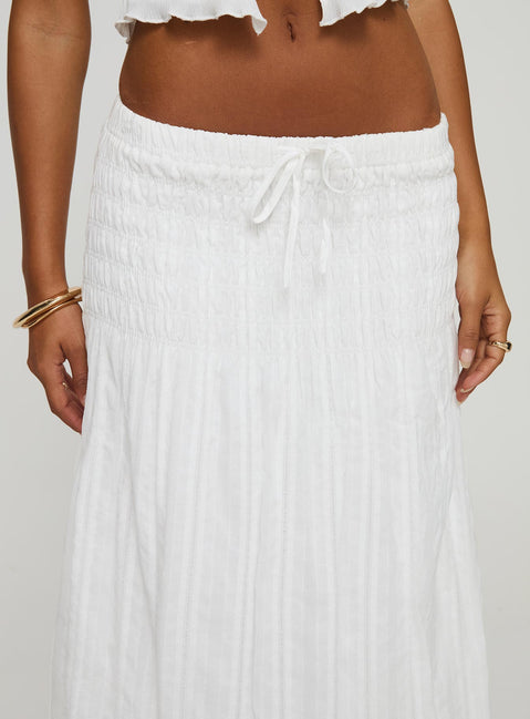   front view of model wearing Princess Polly Carana Maxi Skirt White Maxi 
