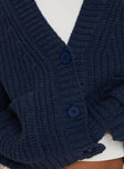 product Princess Polly Osias Cable Knit Cardigan Navy Cropped 