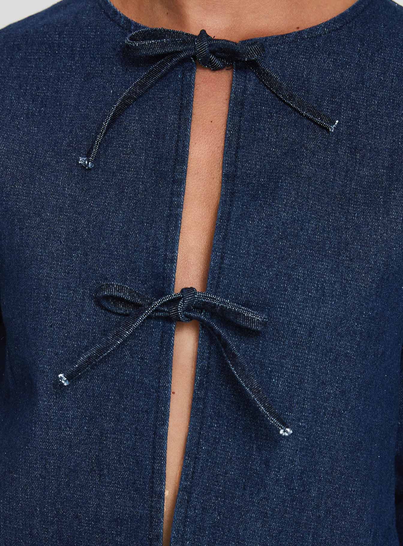 Never Alone Tie Detail Jacket Denim