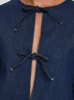 Never Alone Tie Detail Jacket Denim