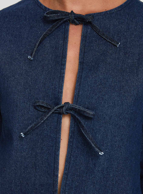 Never Alone Tie Detail Jacket Denim